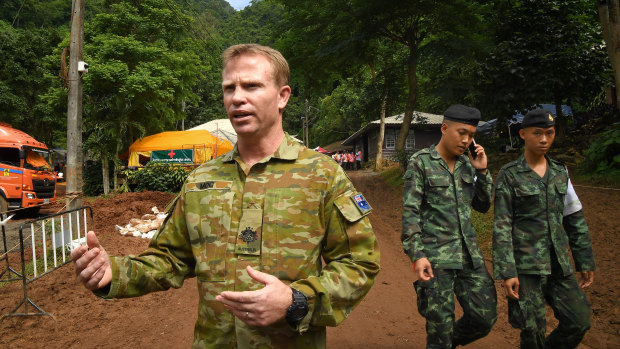 Australian military warrant officer Chris Moc at the base camp where the rescue operations are being planned.