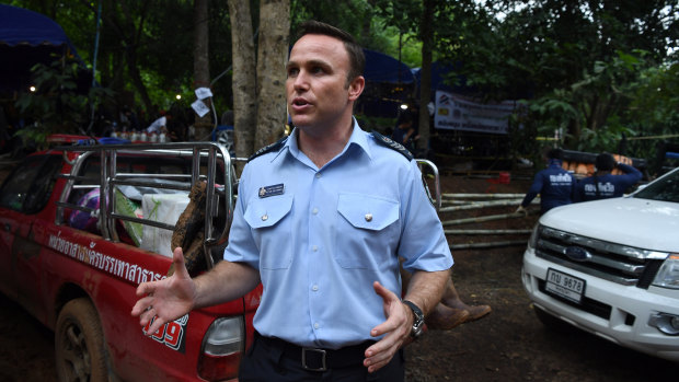 Australian Federal Police Detective Sergeant Peter Southwell at the base camp where the rescue operations are being planned.