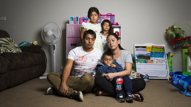 Josue and Kristen Castro with their children Megan, 6, Chloe, 4, and Rafael, 3, have found managing rising costs of living almost impossible.