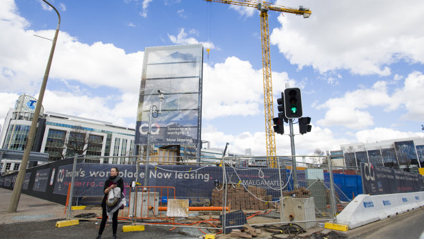 The number of cranes in Canberra is a nod to the amount of building works in the city.
