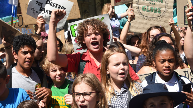 Students from across Victoria raised their voices to protest political inaction on climate change.