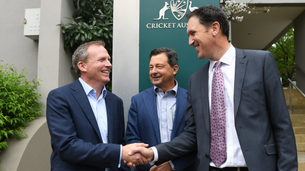 Changing of the guard: Kevin Roberts is taking over from James Sutherland as Cricket Australia CEO.