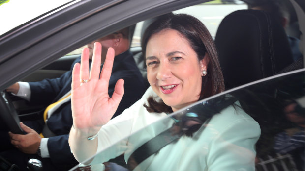 Annastacia Palaszczuk arrives at Government House upon her re-election in 2017.