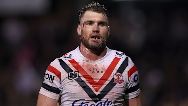 Angus Crichton playing for the Roosters.