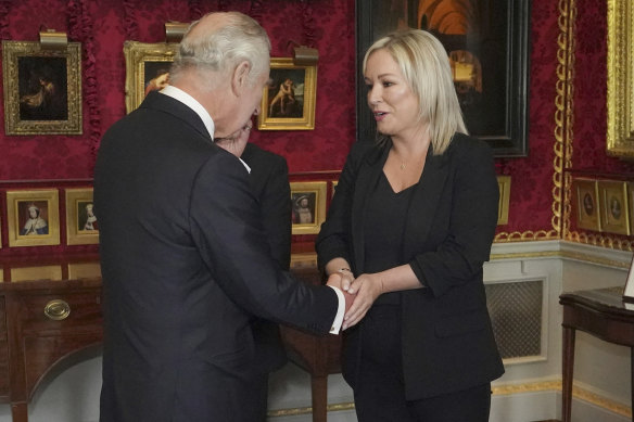 The King met Sinn Fein vice president Michelle O’Neill at Hillsborough Castle last year.