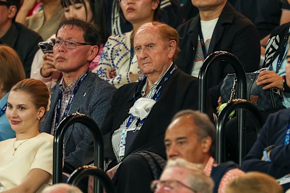 Hours after the late-night men’s semifinal, John Gandel was back at the tennis on Saturday for the women’s final.