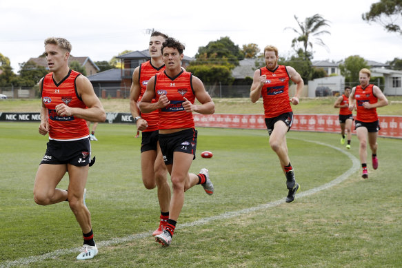 The Bombers were back at training on Monday.