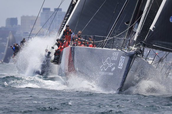 Scallywag leads Black Jack out of the Harbour. 