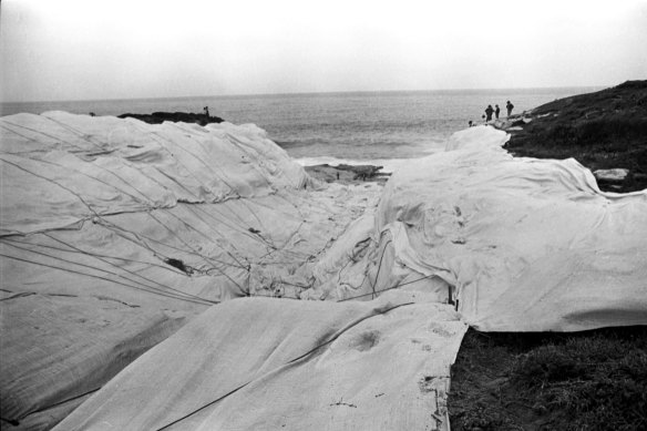 Christo and Jeanne-Claude's Wrapped Coast in 1969.