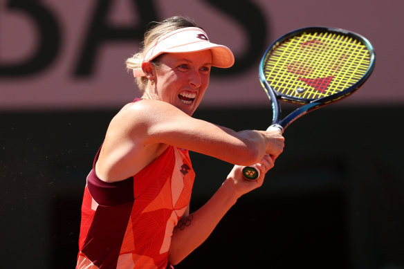 Storm Hunter (pictured) was ultimately no match for Elina Svitolina, who is playing her way back up the rankings after taking time off to have a baby.
