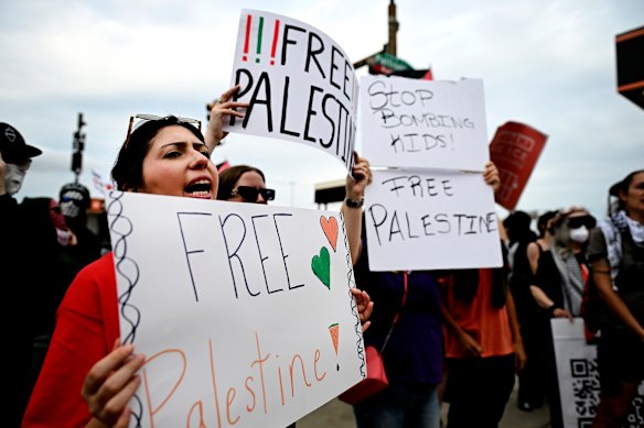 Pro-Palestinian demonstrators gather outside Ed Sheeran’s first concert since Macklemore was dropped from the Loop tour.