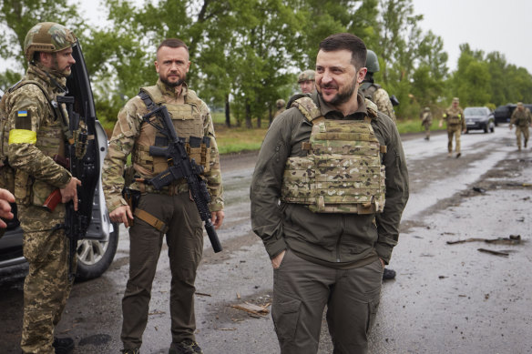 Ukrainian President Volodymyr Zelensky visits the war-hit Kharkiv region.