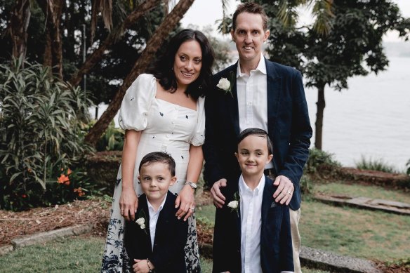 Tony Connelly, wife Monique and their sons Will and Cooper on the couple's wedding day in September. 