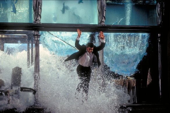  Tom Cruise as Ethan Hunt in full flight amid the action of the first Mission: Impossible film. 