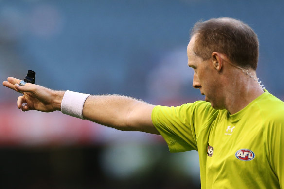 Umpires boss Steve McBurney officiates in 2013.