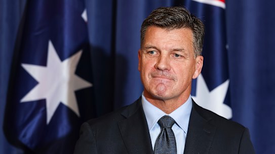 Angus Taylor during his first press conference as Liberal leader.