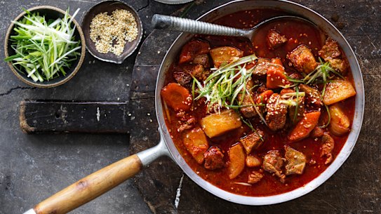 Korean-style pork and potato braise.