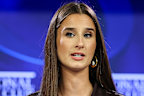 Chanel Contos, Founder and CEO of Teach Us Consent, during an address to the National Press Club.