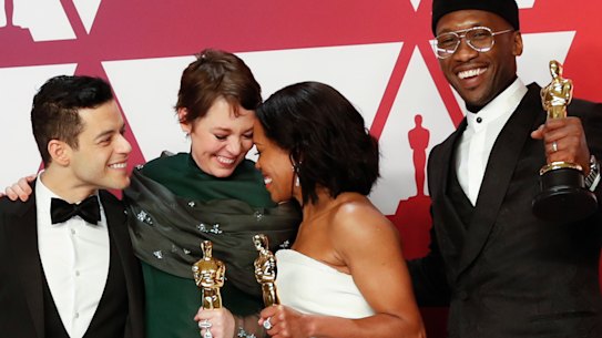 From left: Oscar winners Rami Malek (Bohemian Rhapdosy), Olivia Colman (The Favourite), Regina King (If Beale Street Could Talk) and Mahershala Ali (Green Book).