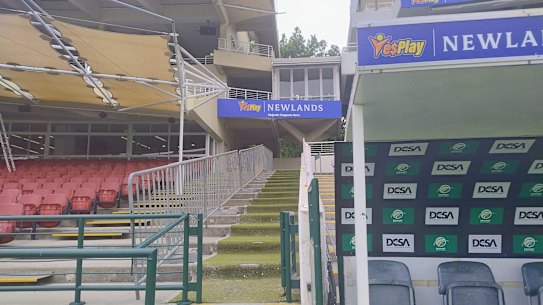 The walkway from the Cape Town playing field to the changerooms.