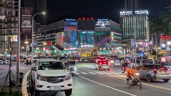 The brightest part of Sihanoukville at night.