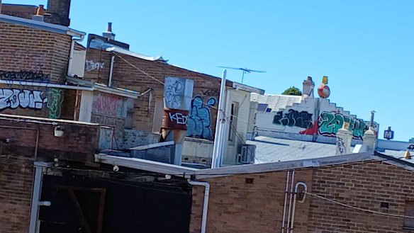 New graffiti on the heritage-listed building.