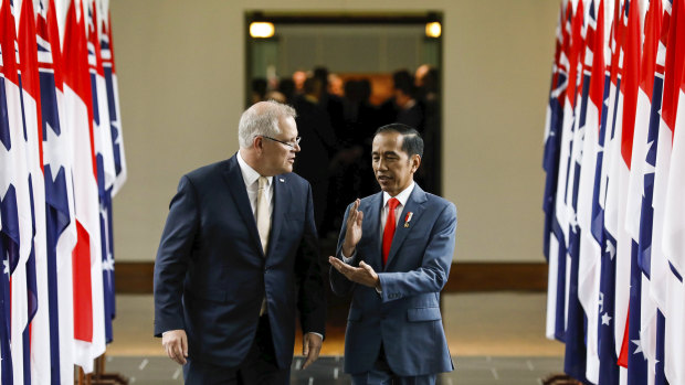 Indonesia's Joko Widodo addressed the House of Representatives at Parliament House in Canberra in February.