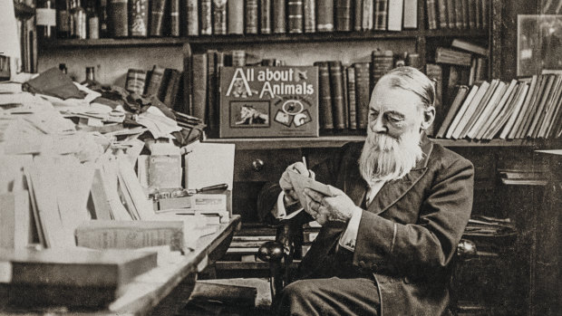 Edward William Cole in his study at the Bourke Street arcade at the turn of the century.