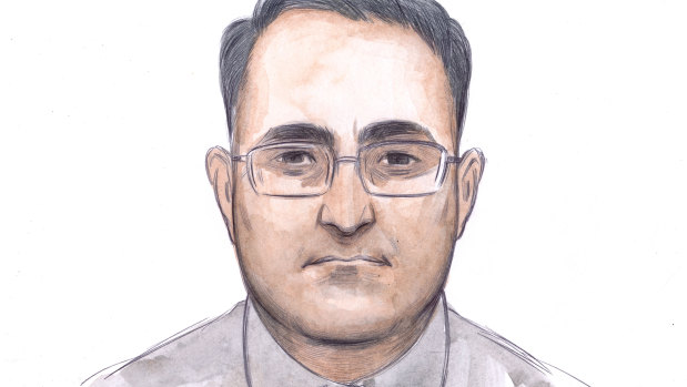 A sketch of Bradley Edwards on day two of the Claremont serial killer case.