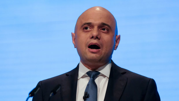 Sajid Javid, Chancellor of the Exchequer, delivers his speech on the second day of the Conservative Party Conference at Manchester Central.