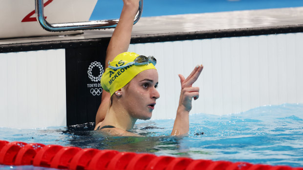 Sharpshooter ... Kaylee McKeown after her 200m backstroke victory.