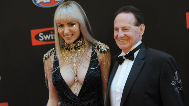 Reunited: Gabi Grecko and Geoffrey Edelsten. The pair at the Brownlow Medal in Melbourne in 2014.