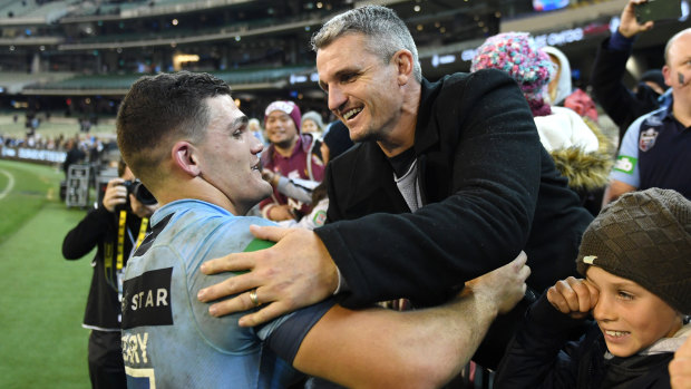 Family business: Nathan and Ivan Cleary after State of Origin I.