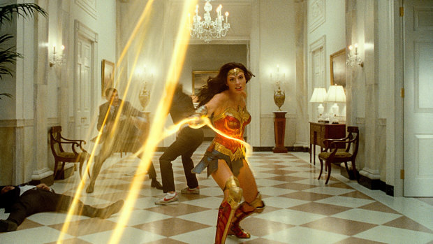 Gal Gadot in a scene from Wonder Woman 1984. 