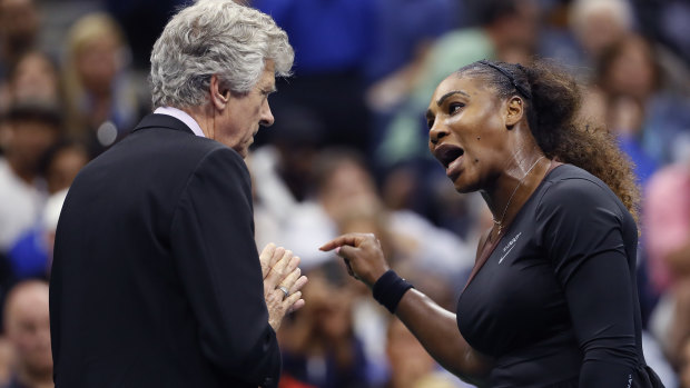 Point of contention: Serena Williams argues with referee Brian Earley during the women's final of the US Open.