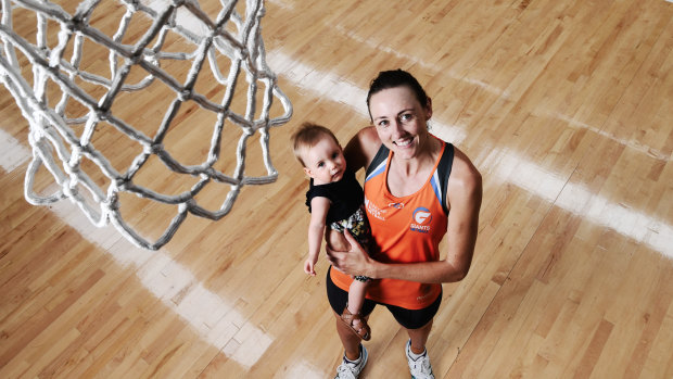 Beyond the court: Bec Bulley with her daughter Indie after returning from retirement in 2017.