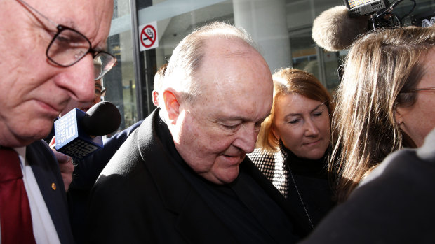 Archbishop Philip Wilson arrives for sentencing at Newcastle Local Court.