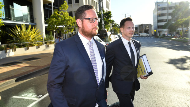 Former safety manager at Ardent Leisure Angus Hutchings (left) wrapped up his testimony on Tuesday morning.