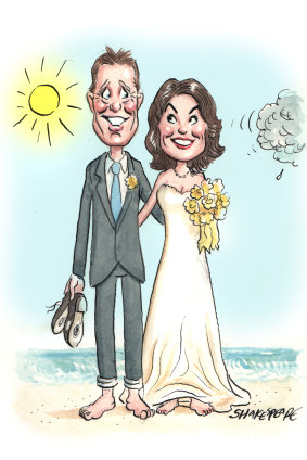 Wedding bells: Christian Porter and  Karen Espiner have tied the knot.