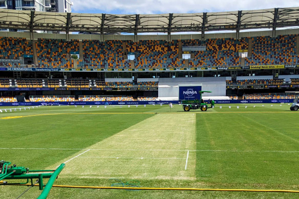 The Gabba pitch on Wednesday.