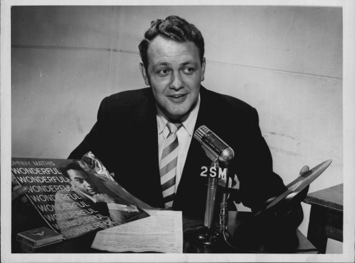 John Brennan, 2SM’s Saturday afternoon compere, introduced a new show into his “Breezin’ with Brennan” program, 1957. 