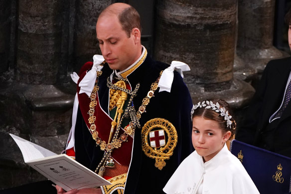 Princess Charlotte with her father, Prince William. Charlotte was the most popular girl’s name in NSW last year.