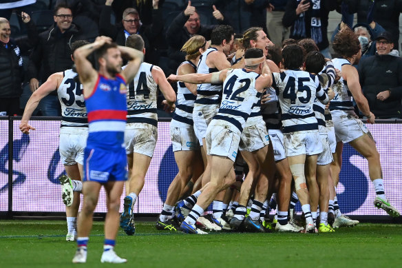 Joy and despair: Post-match scenes.