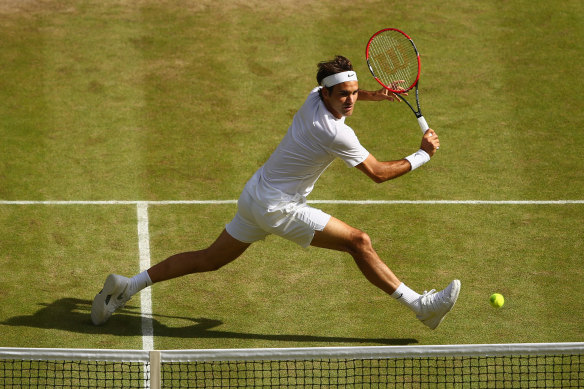 Roger Federer playing Andy Murray in the semi-finals at Wimbledon in 2015. Federer went on to lose the final to Novak Djokovic. 