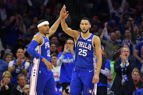 Tobias Harris and Ben Simmons were contributers in Philly's win over Detroit.