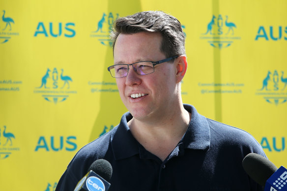 Australian Sports Commission chief executive Kieren Perkins poses ahead of the 2018 Commonwealth Games on the Gold Coast.