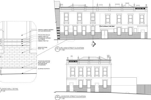 Replica plans for a replacement pub drawn up in 2017 for the planning minister.