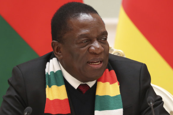 Zimbabwe's President Emmerson Mnangagwa. An economic crisis is forcing greater numbers of people onto food handouts.