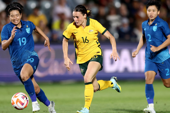 Star Matildas winger, Hayley Raso,  whose speed and skill helped propel Australia to the Women’s World Cup semi-finals.