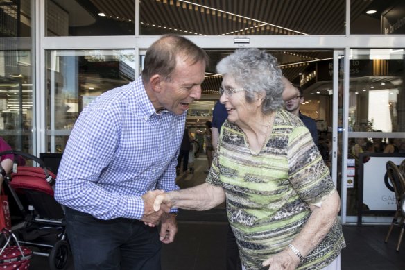 Tony Abbott canvasses for support at a Mosman shopping centre.